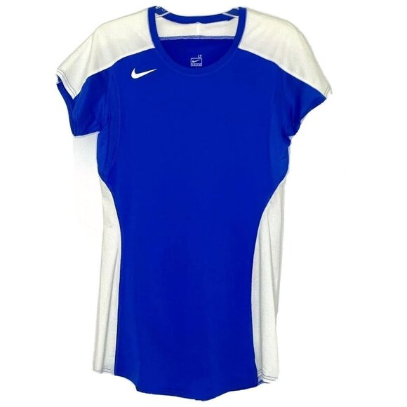 Nike Women's Dri-Fit size LT Cap Sleeved Athletic Gym Workout Top Royal Blue - Picture 1 of 7